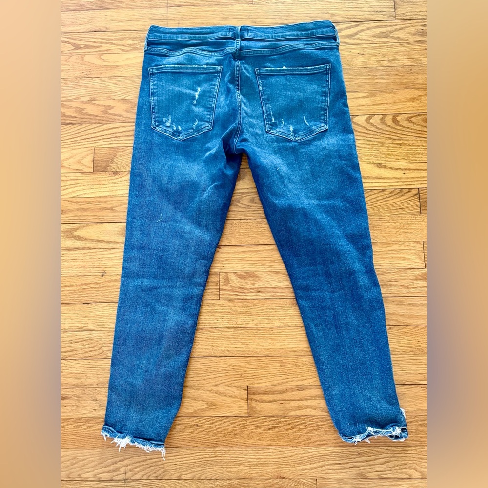 Agolde Distressed Dark Blue Women's Jeans - Picture 2 of 3
